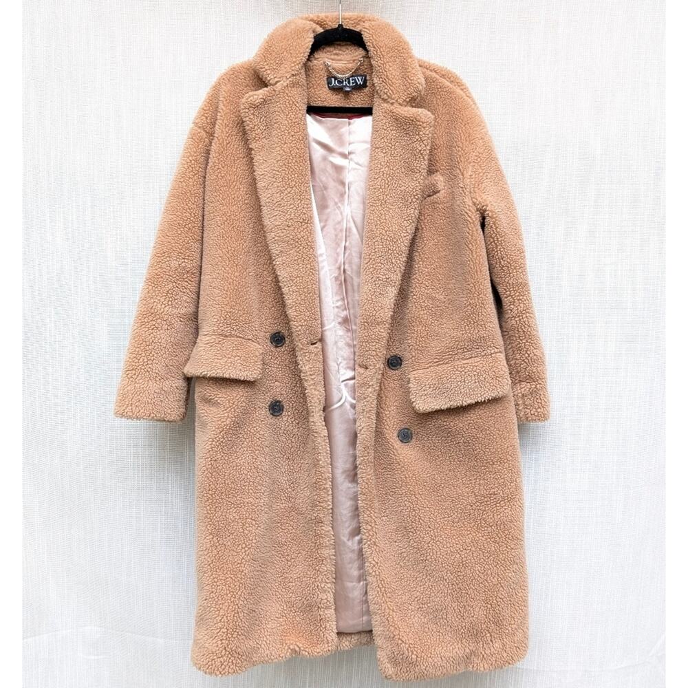 J.Crew Relaxed Tan Teddy Topcoat in Sherpa Blend BW157, Size XS - Picture 2 of 11